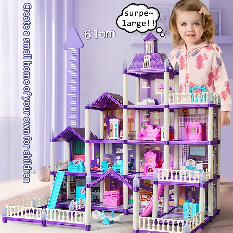 A Dollhouse Designed for Girls, Featuring 11 Rooms, Doll Figures, Puppies, Furniture, Additions, And LED Lighting, Making It an Ideal Playhouse Gift for Girls Aged 3 to 10