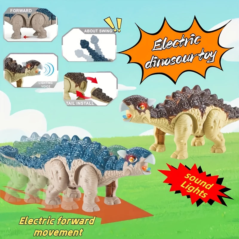 Automatic Walking Ankylosaurus Dinosaur Robot with Glowing Lights And Roaring - Interactive Mobile Dinosaurs, Birthday/christmas Gift for Boys And Girls Aged 3-12, Ankylosaurus Dinosaur Companion Toys