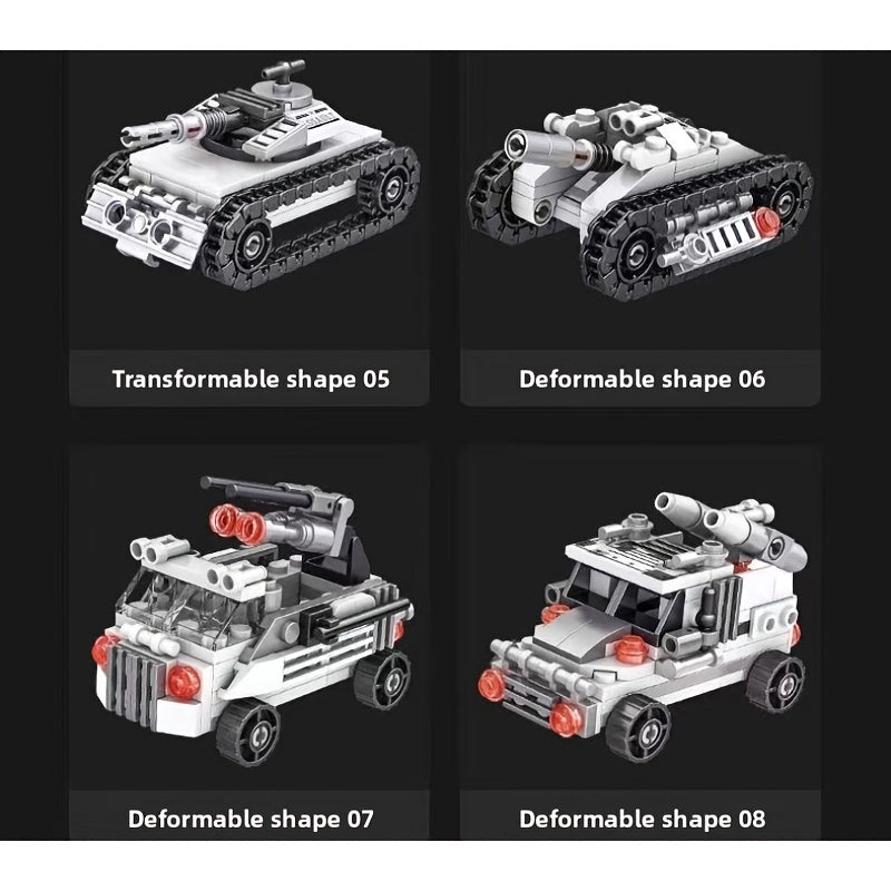 1628pcs 8-in-1 Snow Tank Armored Vehicle Building Blocks Set, Premium Edition with Enhanced ABS Material, 9 Variable Military Models Advanced DIY Construction Kit, Creative Bricks for Adults 14+, Christmas Gift, Halloween Gift Idea, Birthday Present