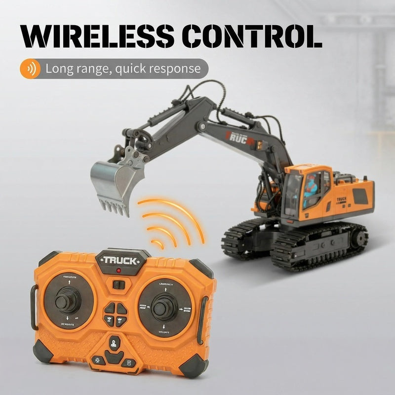 Bulldozer Excavator Dump Truck Loader, a 2.4GHz Frequency Band Remote-controlled Construction Vehicle Truck Toy with an Alloy Metal Top Cover, Lights and Sound Effects. Crawler Tractor Toy Suitable for Boys Aged 8 and Above, the Perfect 2025 Birthday