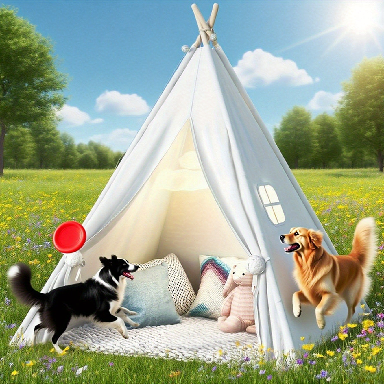 Teepee Tent, Indoor/Outdoor Play Tent Suitable for Nordic Conical Family Princess Small House, Washable Tent for Birthdays And Holidays, Christmas And Halloween (Without Padding)