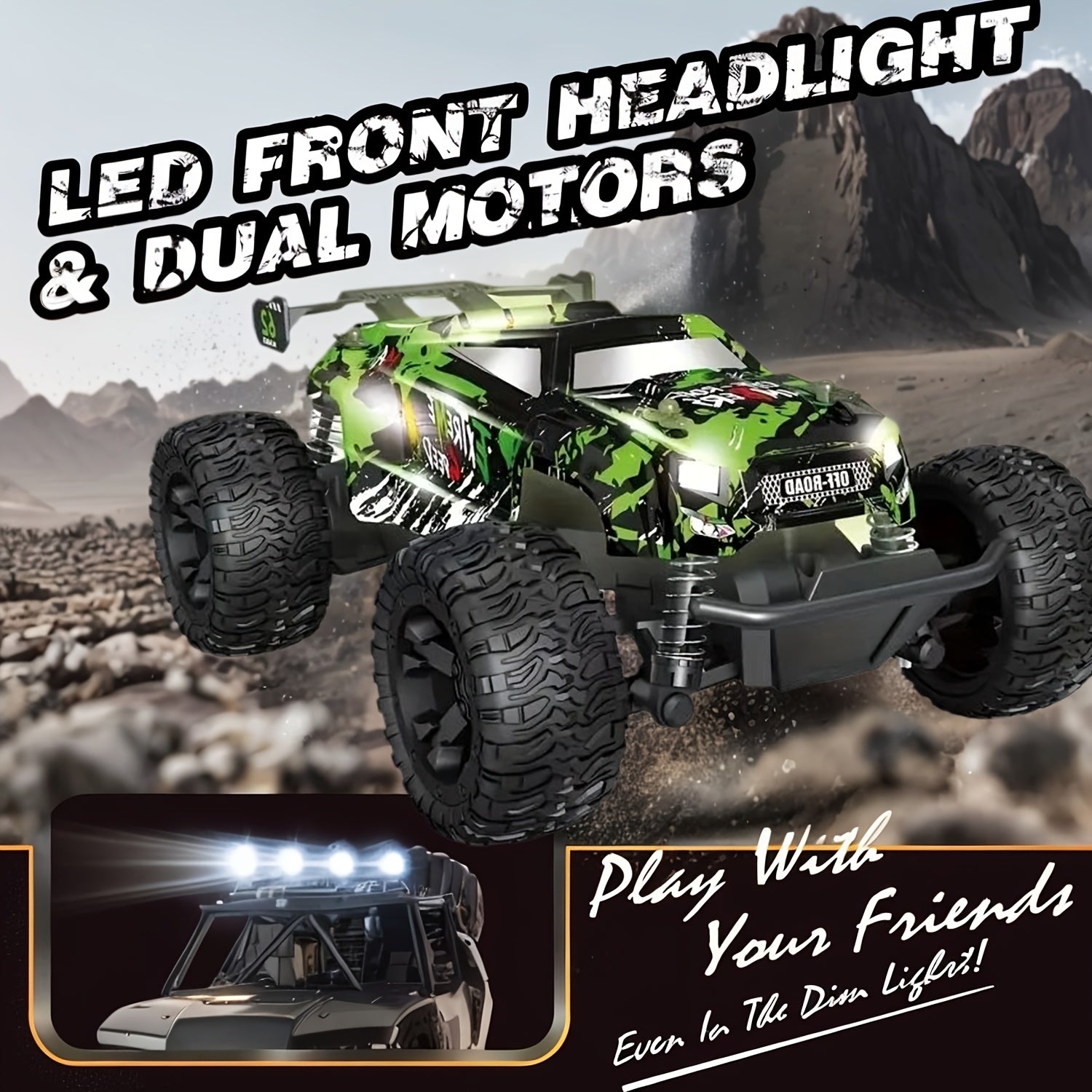 Off-road Toy Car, 2.4 GHz Remote Control Toy Car, All-terrain, Durable Alloy Body And Safety Design, Toy Car for Children Over 3 Years Old, Fun Off-road Car Model - Boys' Gift, Best Birthday Gift, Easter Gift