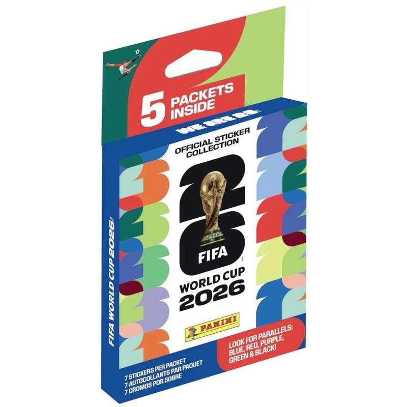 2026 Panini Soccer FIFA World Cup Sticker Collection Hanger Box with 35 Total Stickers and StreetCards Magnet! Look Parallel Stickers!