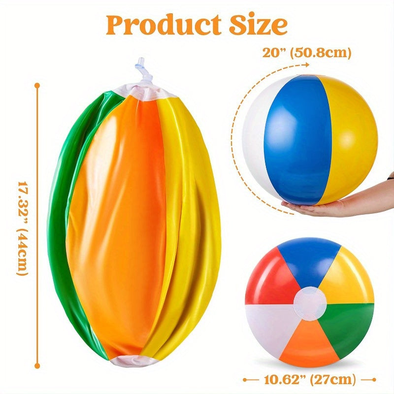 SYNCFUN 4-Pack 20" Beach Balls - Large Rainbow Beach Ball Inflatable Pool Toys For Party Supplies Decorations, Adults Kids Birthday Luau Summer Beach Water Games Beachball Multi-Item Party Favor Packs