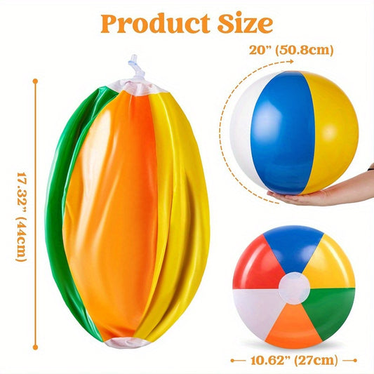 SYNCFUN 4-Pack 20" Beach Balls - Large Rainbow Beach Ball Inflatable Pool Toys For Party Supplies Decorations, Adults Kids Birthday Luau Summer Beach Water Games Beachball Multi-Item Party Favor Packs