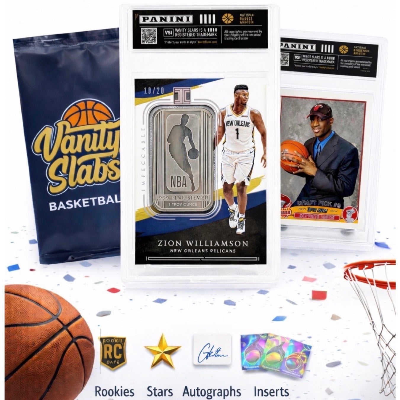 Panini Basketball Mystery Hit Single Slab – Slabbed Basketball Card in Display Case | Rookies, Stars, Autographs or Inserts Guaranteed! | Perfect Giftable for Kids & Collectors