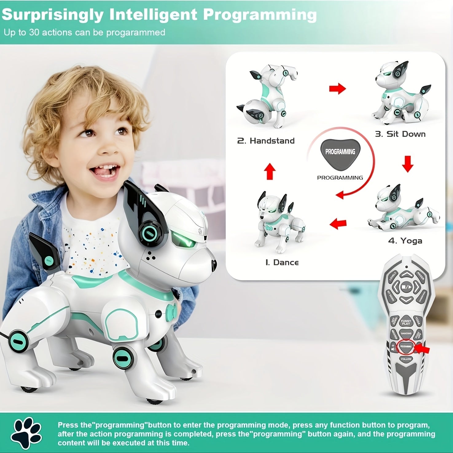 Intelligent Robot Dog, Electronic Pet Stunt Dog, Dialog Intelligent Programming, Companion Toys, Children's Artificial Intelligence Robot, Halloween Gift Children's Birthday Gift