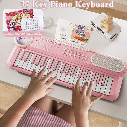 White Kids Electronic Keyboard Musical Toy, Multi-function Instrument, Beginner's Piano for Boys & Girls, Finger Music Playset, Ideal for Christmas, Halloween, Birthday Gift, USB Or AA Batteries (not Included)