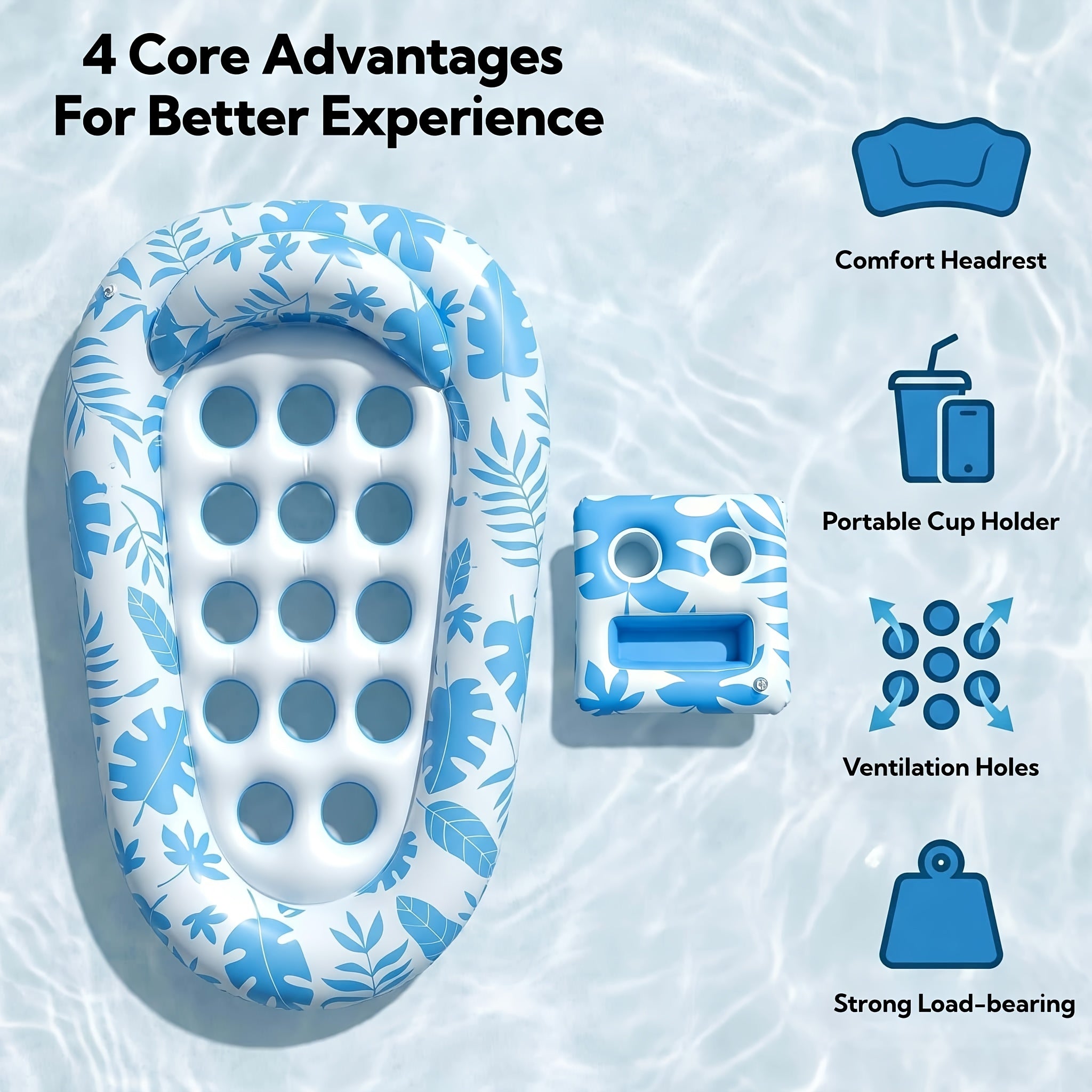 Inflatable Tanning Pool Lounger Adult, Extra Large Pool Floats for Adults, Inflatable Lounger Float with Backrest, Floating Pool Floaty Raft for Swimming Pool Lake Beach, Tanning Pool Floaties Toys for Adults