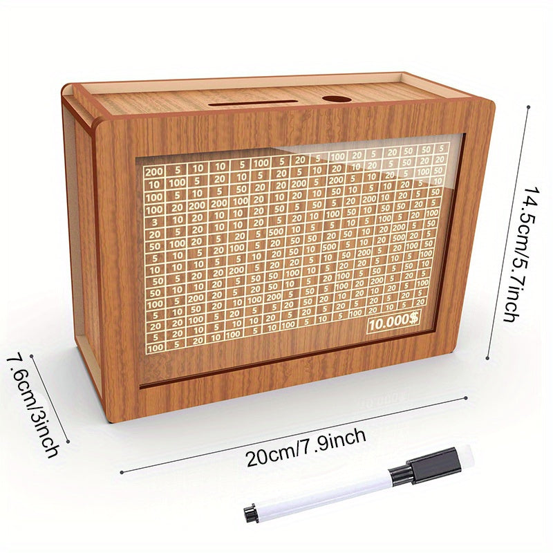 2 Sets - Wooden Savings Bank with Digital Counter, 7.87 X 5.7 Inches - Adult Savings Goal - Holds $10, 000 Coins - Ideal Gift for Friends - High Quality Wooden Savings Bank