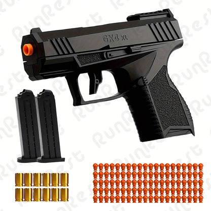 Soft Bullet Toy Guns, Soft Bullet Gun Toy ( 100 Bullets, 12 Shells, and 2 Magazines) Jumping Shell Automatic Rebound Decompression Can Be Empty Hanging Supply Clip, Educational Model Pistol Shooting