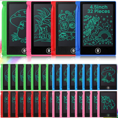 32pcs 4.5inch LCD Writing Board, Education Doodle Board Screen Drawing Pad Erasable Painting Pads Birthday Gifts Valentine's Day Stationery Easter Gifts for The Start Of School Season
