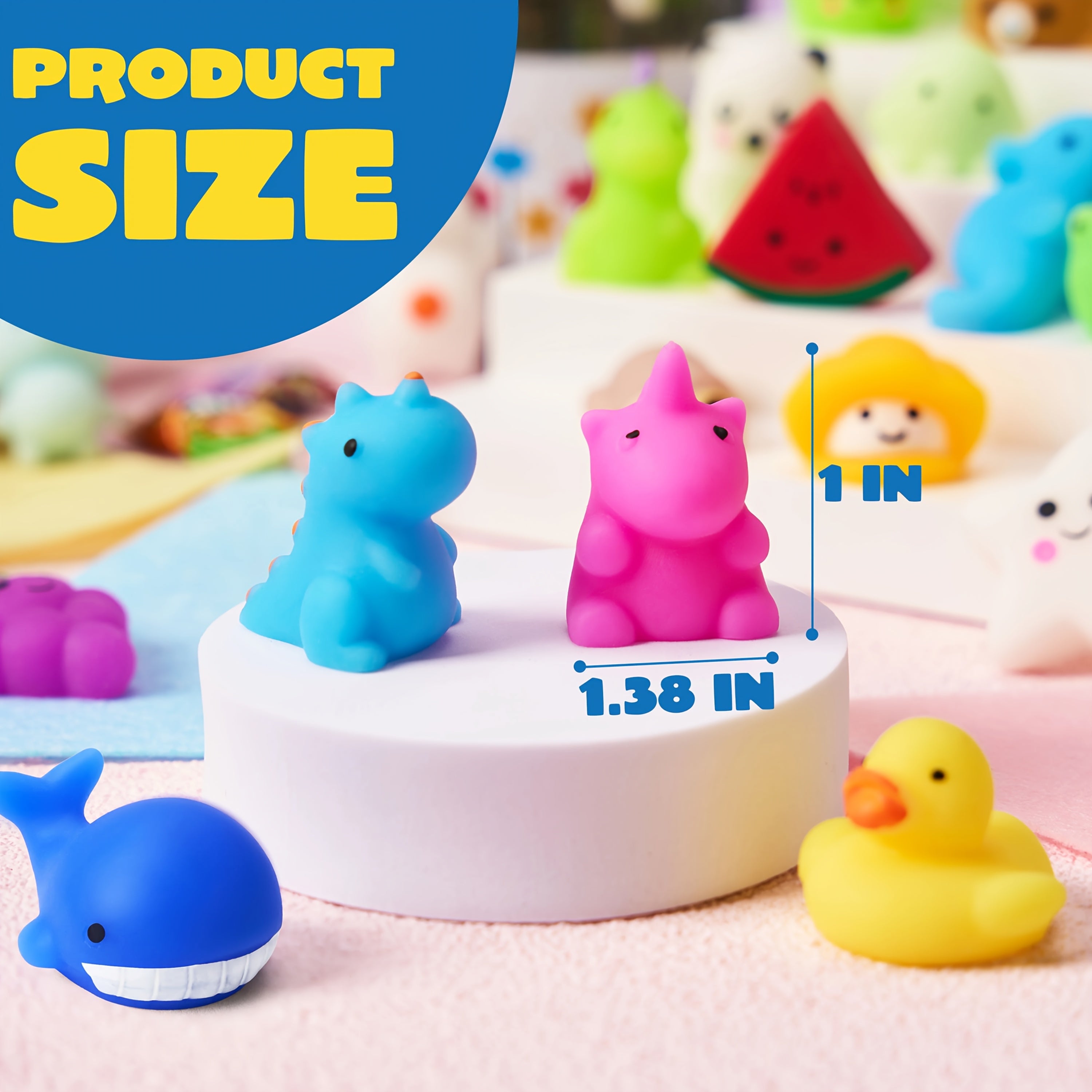 SYNCFUN 25pcs Mini Animals Fruit Mochi Squishies Toys Set Can Be Placed In Easter Eggs, Party Favors for Kids, Basket Stuffers Fillers for Party, Graduation Classroom Prize Supplies, July 4th, Halloween Party Favors Gifts