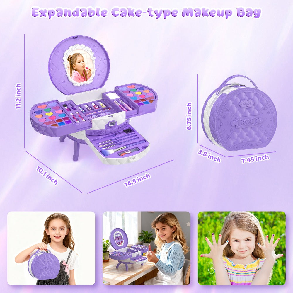Girls' Makeup Set, Including Dressing Table and Mirror, Princess Gift, Toy, Birthday, Christmas and Halloween Gift, Suitable for Children Aged 3-12.