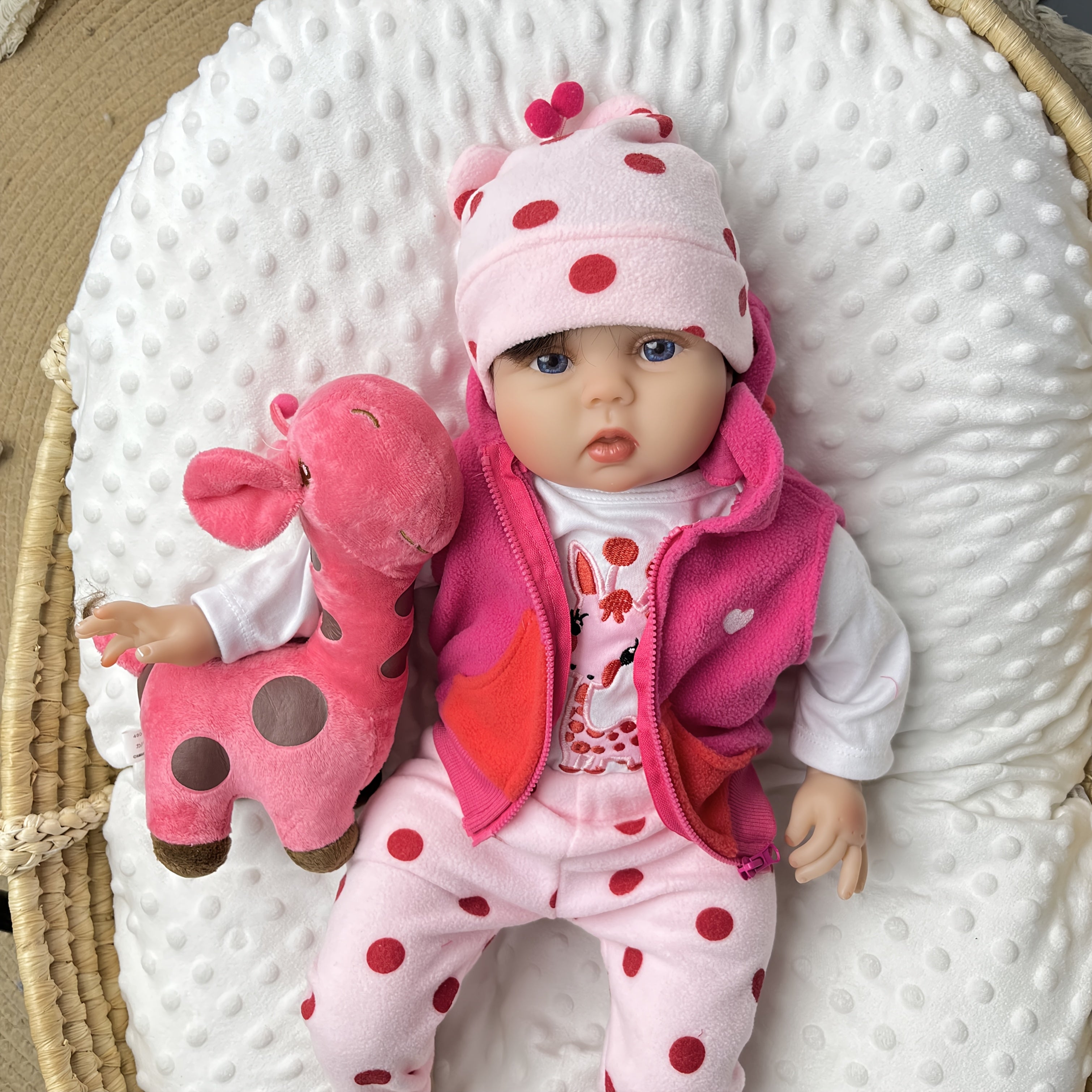Reborn Baby Dolls 22Inch 55Cm Realistic Newborn Bebe Girl Soft Vinyl Vinyl Baby Dolls Toy with Plush Pink Giraffe for Kids Christmas Gift