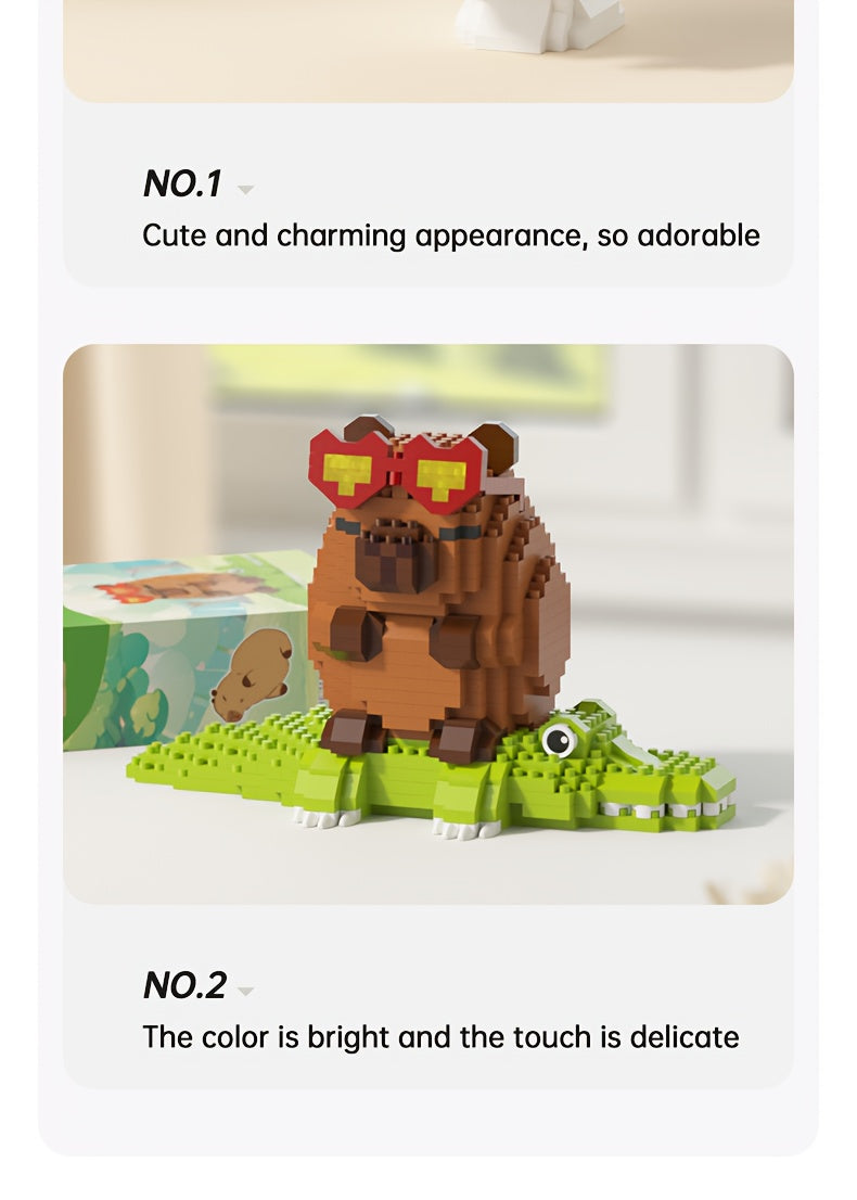 Easter, Easter Gifts, 562+pcs Collector's Edition Capybara Micro Particles Building Blocks, Eternal DIY Home Desk Decor, Suitable for Boys And Girls, Miniature Building Blocks, Assembly Set, Stress-relieving Toy, Children's Festival Gift