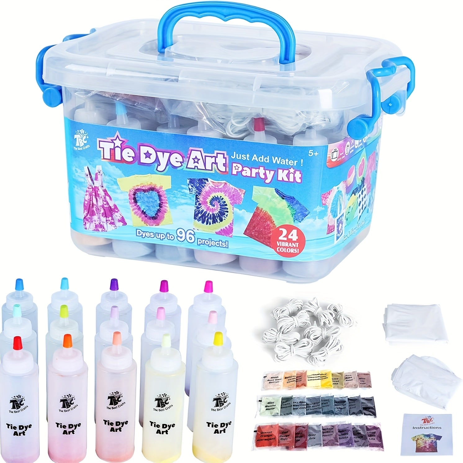 TBC The Best Crafts Tie-Dye Art Kit for Over 12 Kids to Play, Easy And Fun (24 Colors)
