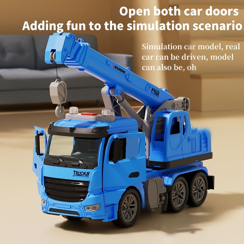 Huge Inertia Crane Toy - Engineering Vehicle Toys with Interactive Track. Crane Boasts Telescopic Arm & Double Doors. Perfect As Christmas, Easter Or Birthday Gift for Young Builders
