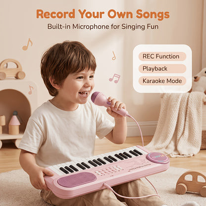 Electronic Organ 37-key Multi-functional Children's Toy Educational Instrument Set Microphone Piano, Birthday Gift for Boys And Girls