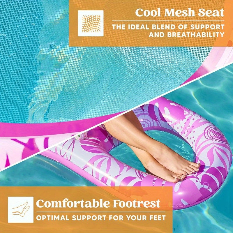 SYNCFUN Inflatable Pool Floats Lounger Adult, Pool Float Lounge Raft Floaties Water Floating Recliner Chair with Cup Holders Foot Rest Swimming Floaty, Suitable for Summer Water Party Games & Activities