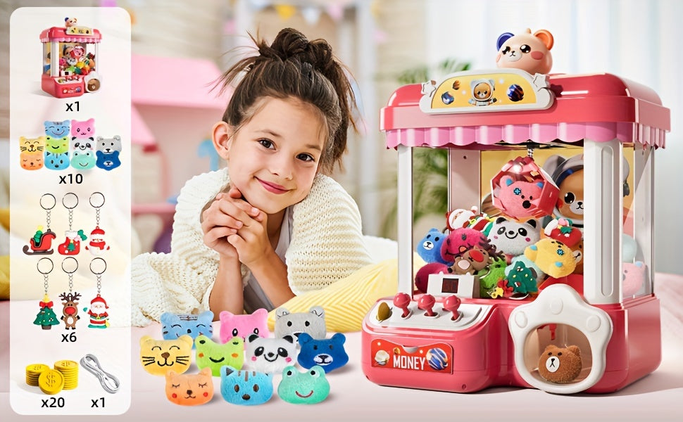 Mini Claw Machine for Kids Toys with Light Music Pink Gift Exercise Hand-Brain Coordination for Children