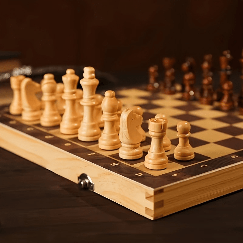 Professional Folding Chess Set - 33pcs Set (Including 16 Black Pieces, 16 White Pieces And 1 Chessboard) - Premium Gift Box, Travel-Friendly Portable Tabletop Game, an Essential Set for Chess Enthusiasts
