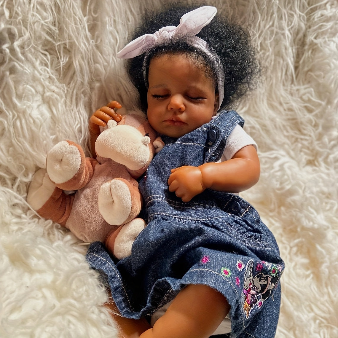 Novocreation 19" Realistic Sleeping Youngsters Doll, Hand-Painted Details with Curly Blue Hair, Soft Touch Vinyl Limbs & Cloth Body - Includes Soothing Item, Plush Toy, and Birth Certificate - Perfect for Gifts and Collectors, Youngsters Doll