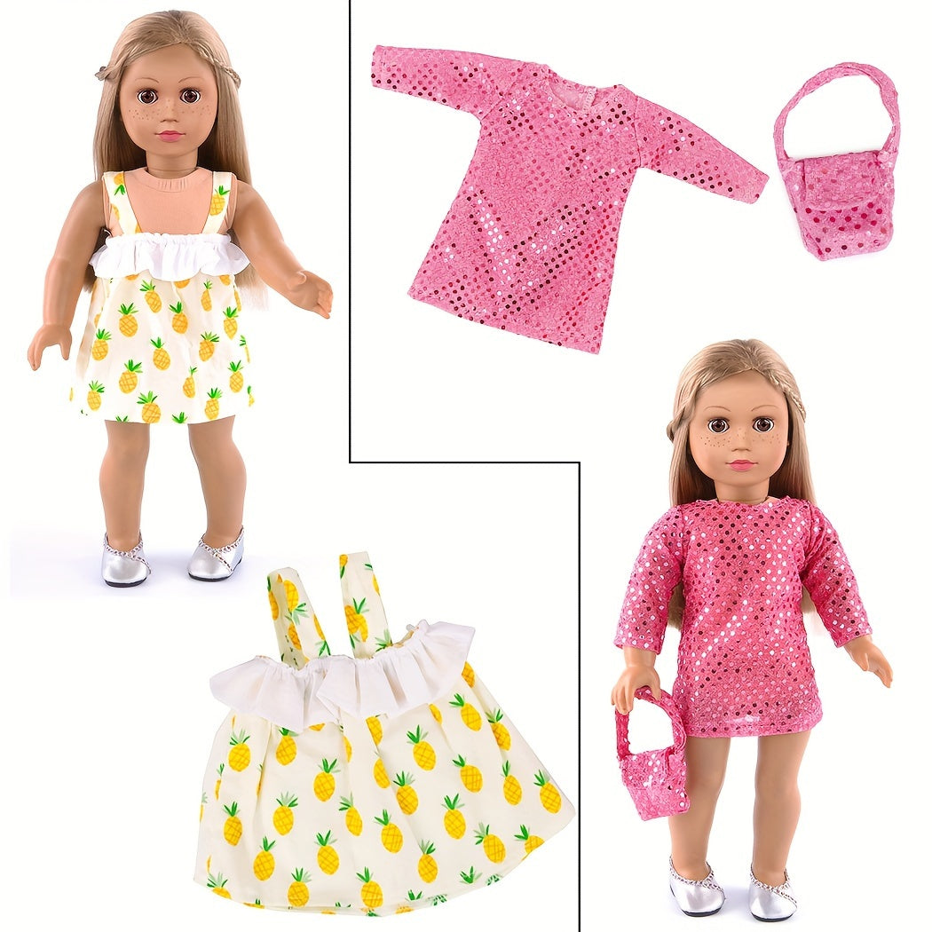 10 Sets 18 Inch Doll Clothes 18 Inch Doll Clothes And Accessories Fit for 18 Inch Dolls 18 Inch Girl Doll.Christmas Gift for Kids Aged 3+(No Shoes)