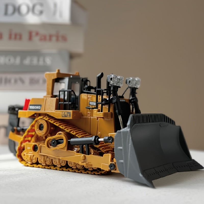 Bulldozer Excavator Dump Truck Loader, a 2.4GHz Frequency Band Remote-controlled Construction Vehicle Truck Toy with an Alloy Metal Top Cover, Lights and Sound Effects. Crawler Tractor Toy Suitable for Boys Aged 8 and Above, the Perfect 2025 Birthday