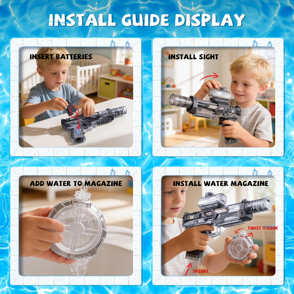 Electric Water Gun Automatic Squirt Guns for Boys And Girls with Sound, High Capacity Water Blaster with Long Range for Kids Ages 3-6, Summer Outdoor Pool Beach Party Toys Gift