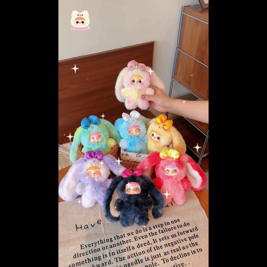 1pc Cute Rabbit Plush Toy With Detachable Face, Suitable For Collection, Christmas, Valentine'S Day, Birthday Gift, Holiday Gift