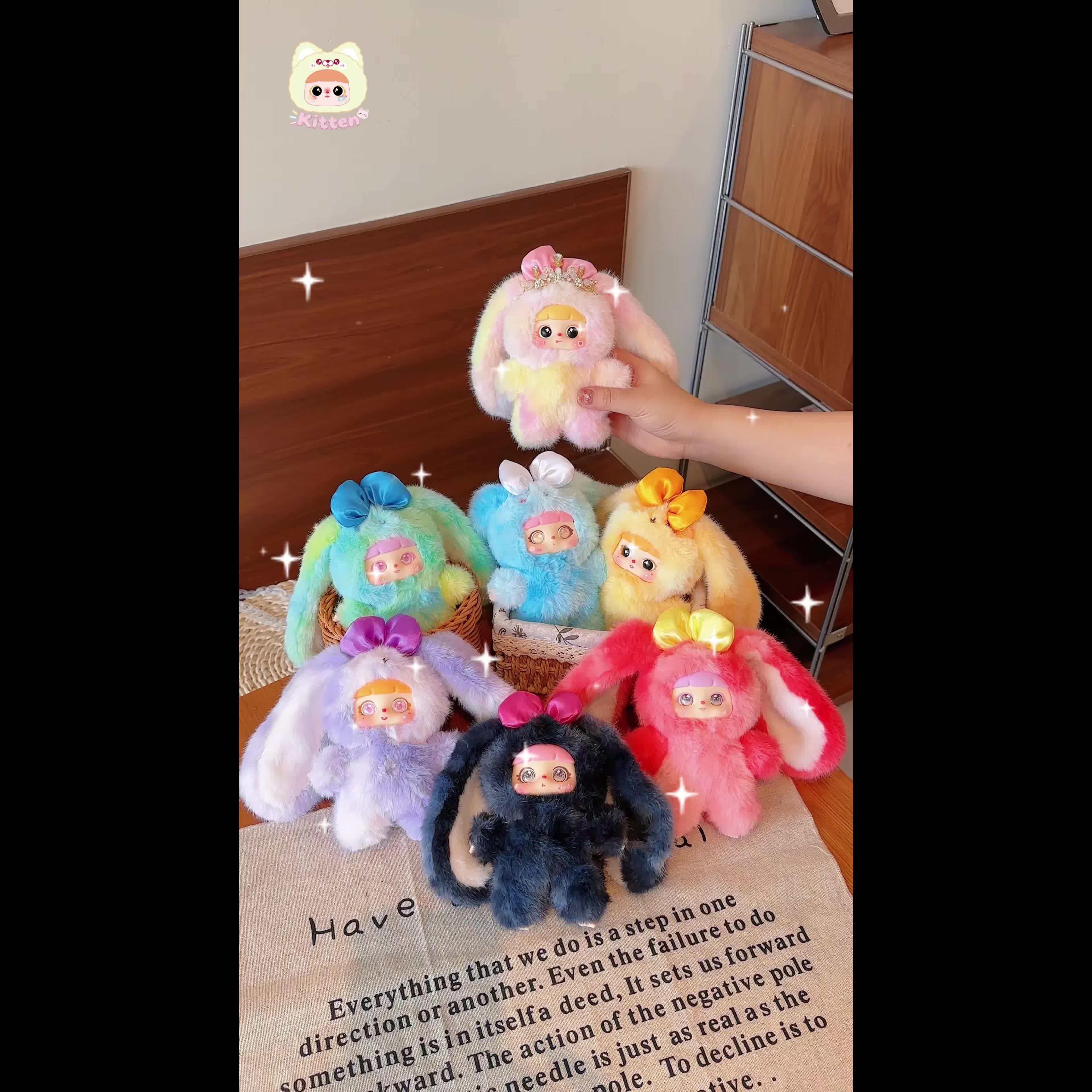 1pc Cute Rabbit Plush Toy With Detachable Face, Suitable For Collection, Christmas, Valentine'S Day, Birthday Gift, Holiday Gift