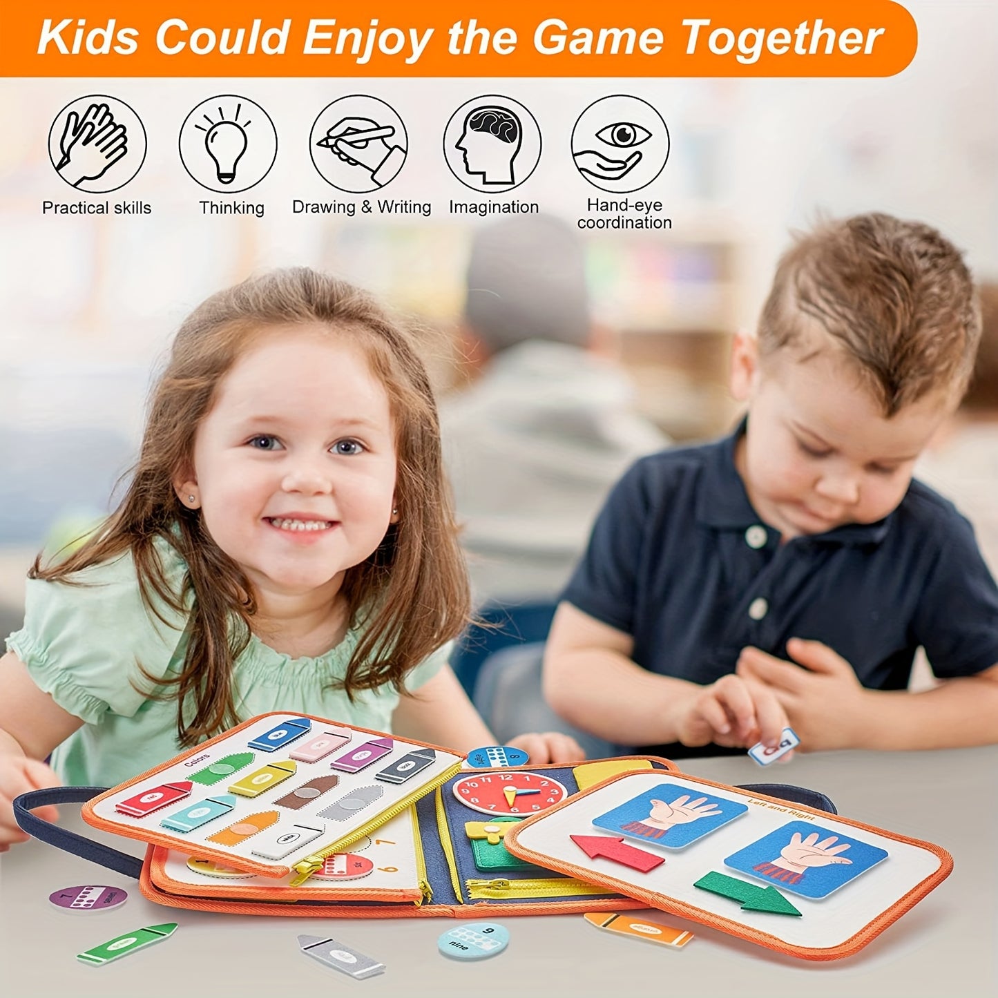 Busy Board, Toddler Travel Toys Sensory Toys, Learning Toys Educational Toys Gift for Toddlers 1 2 3 4, Activities Board