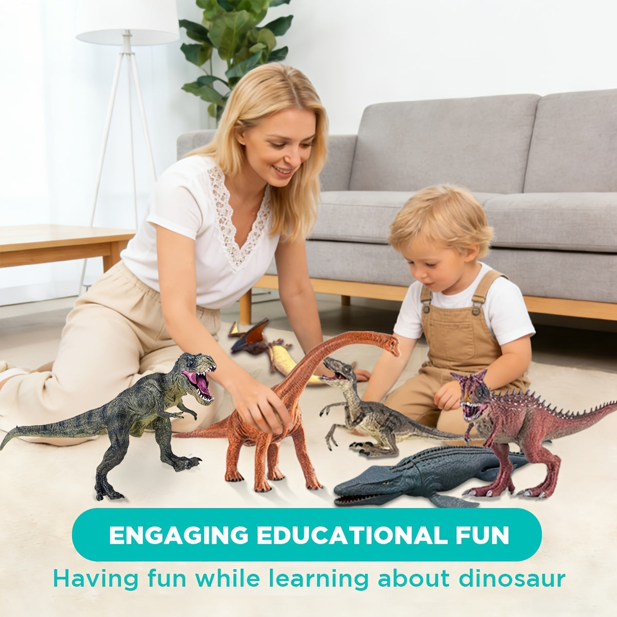 6pcs Dinosaur World Jumbo Dinosaur Toy Set, Realistic Dinosaur ToysChristmas And Halloween Gifts