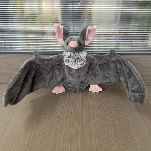Adorable Grey Bat Plush - 23" Wingspan Soft Stuffed Animal, Halloween Party Decor for Home Bedroom Car, Cute Spooky Gift for Animal Lovers