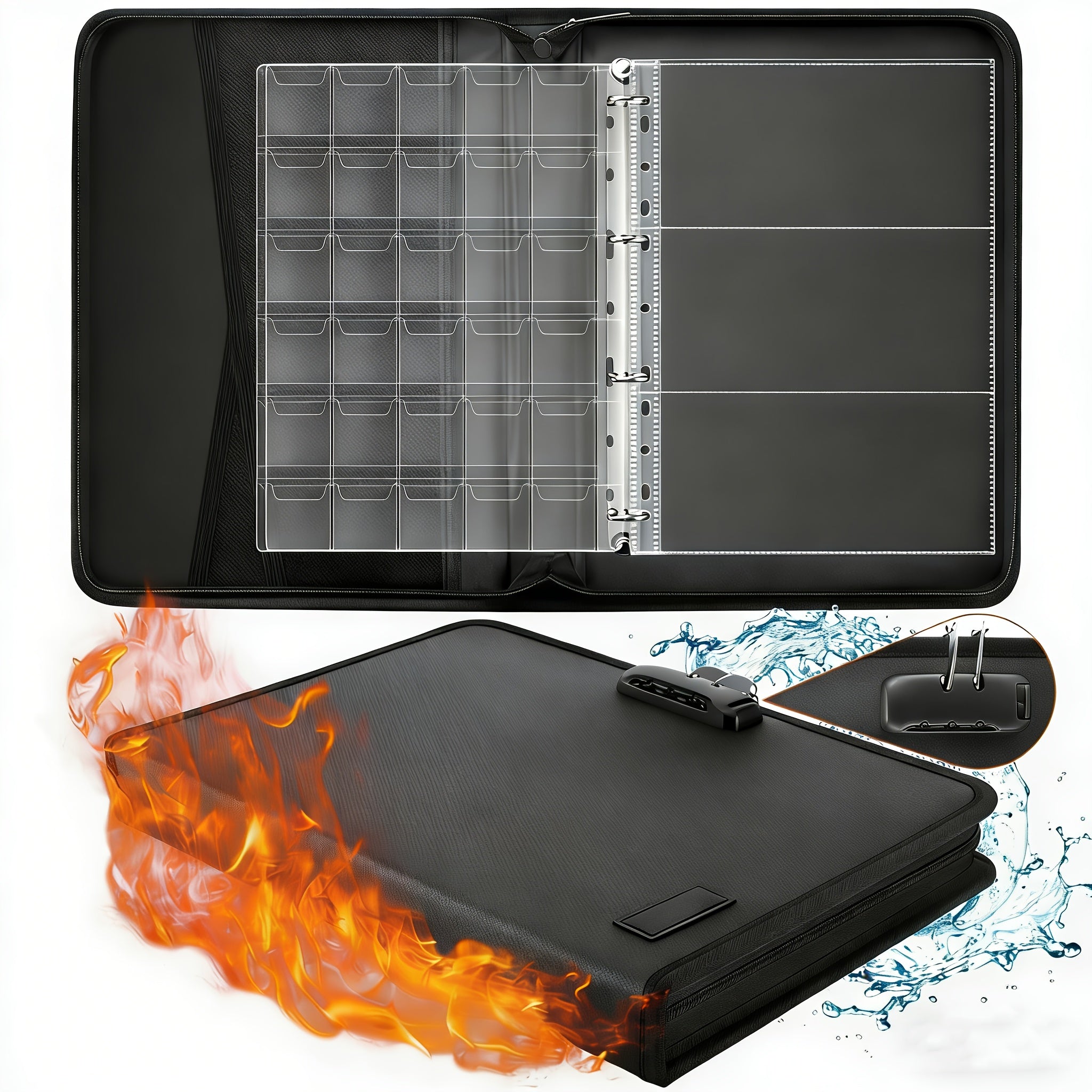 Coin Collection Book with Lock, Fireproof Holders for Collectors, 300 Pockets Coin Collection Supplies And 72 Sleeves Currency Storage Case, Coin Organizer Collecting Album for Bill, Pennies, Stamps