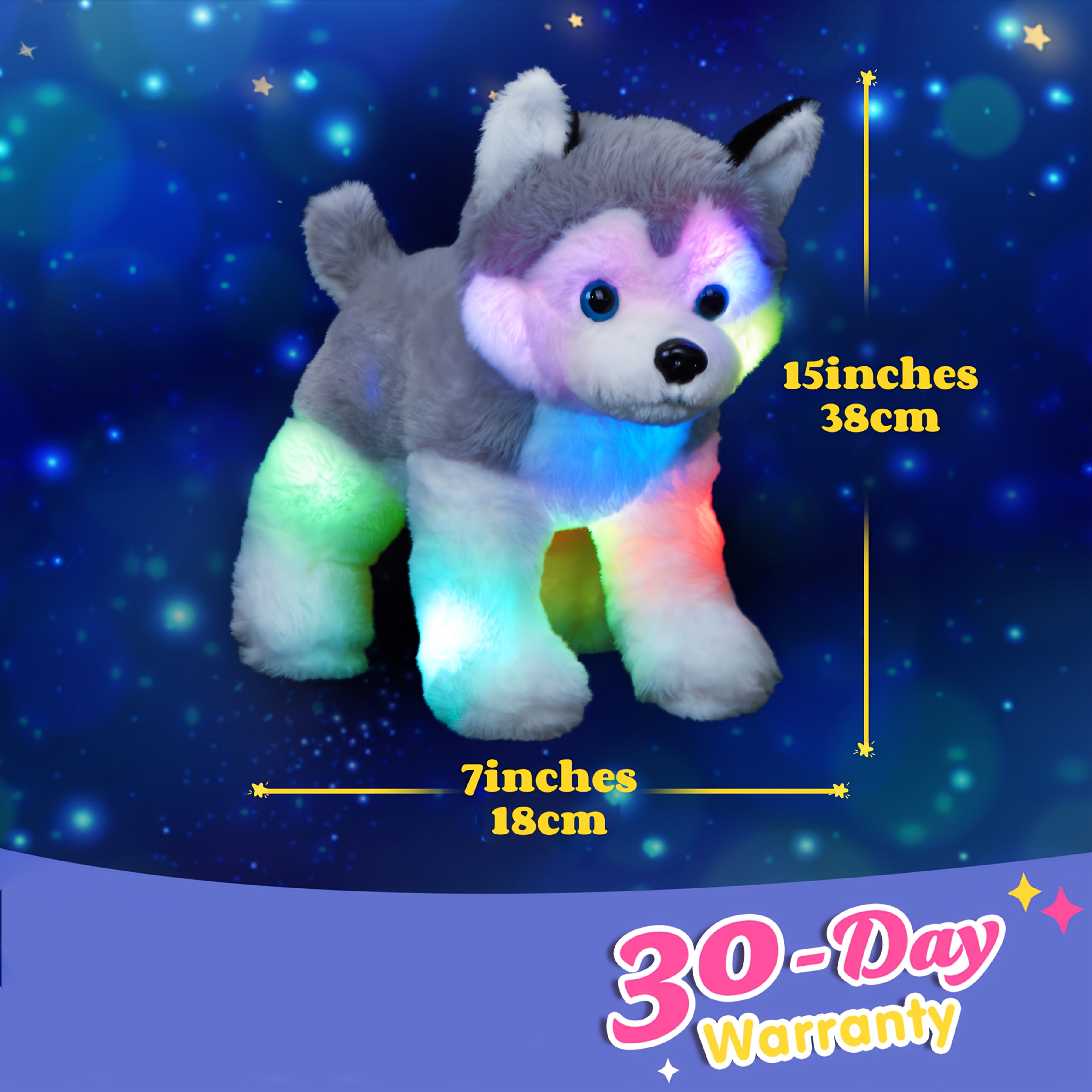 12" Musical And Glowing Husky Puppy Plush Toy, Cute And Soft Dog Stuffed Animals, Cozy Night Light Decor, Perfect Birthday Present For Toddlers Kids, Boys Girls, Playing Toy Doll, Valentine'S Day For Wife Or Girlfriends, Mother'S Day Gift
