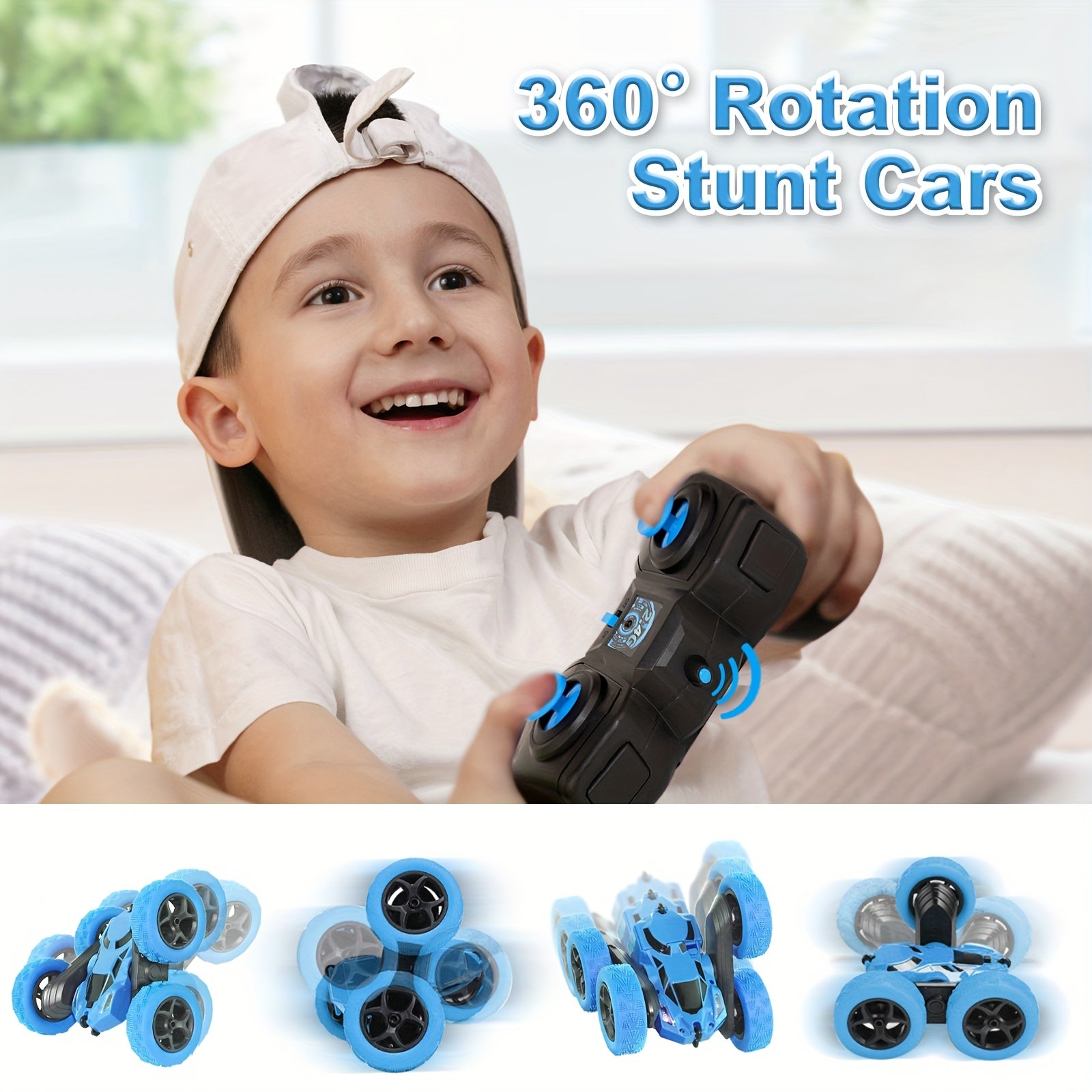 Double-Sided RC Stunt Car for Kids Ages 6+, 2.4GHz 360° Rotating Remote Control Flip Car with Headlights, 1400mAh Rechargeable Battery, Birthday And Christmas Gift