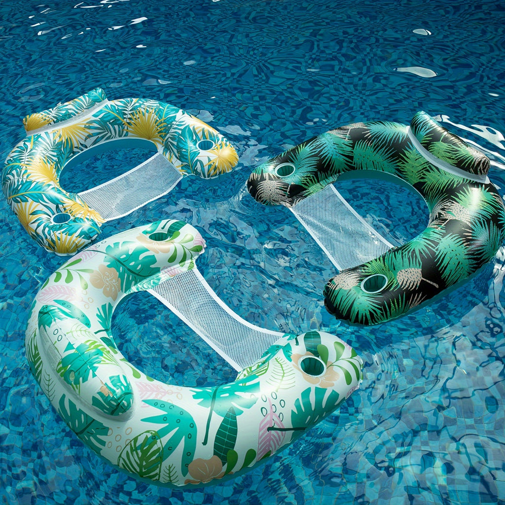 Premium Inflatable Pool Lounge Chair for Adults - Heavy Duty PVC Float with 2 Secure Cup Holders & Ergonomic Support, 2025 Leak-Proof Design, Inflatable Pool Accessorie, Inflatable Pool Toy, Inflatable For Pool, Floatie For Pool