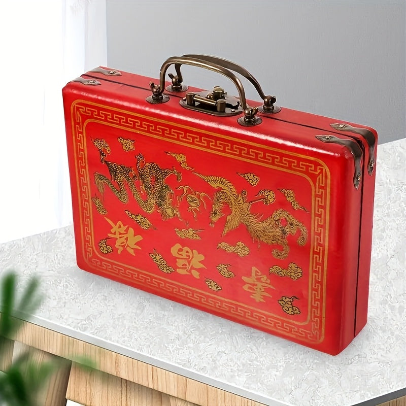 Classic Ivory Chinese Mahjong Set with 146 Tiles, Durable Vinyl Case, Wind Indicator & Dice - Traditional Gameplay, Family Edition, Best for Christmas, Perfect for Thanksgiving