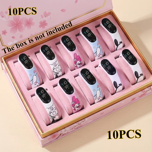 10pcs Sanrio-Themed Watch Set with a Wide Selection Including Cinnamoroll, Kuromi, My Melody, And Pochacco. 4 Colors Are Mixed And Matched in 10pcss to Increase The Freshness And Fashion Sense of Wearing. It Is Very Suitable As a Return Gift for Bir