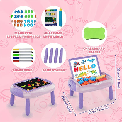 [Portable Toy Gift] Kids Magnetic Drawing Board, Double Sided Doodle Board Toy - with Teaching Supplies And Drawing Additions - Portable, Space Saving Design, Toy Gift for Boys And Girls