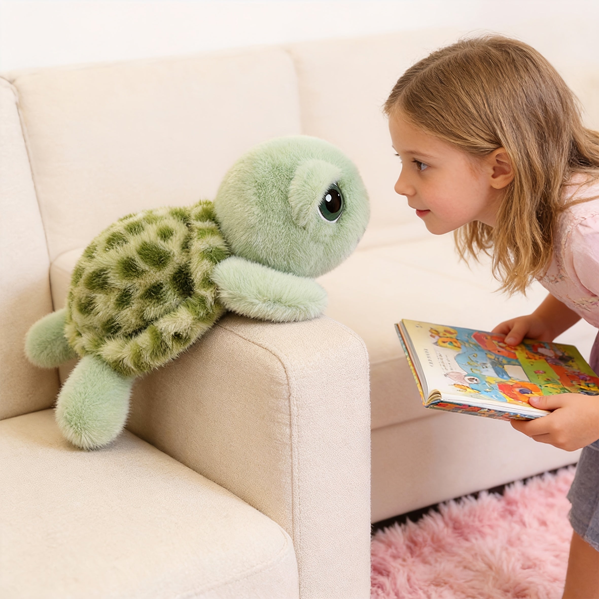 The Best Gift for Girls Is The Big-eyed Turtle Plush Toy And Turtle Pillow. It's A Large-sized Birthday Present And A Small Turtle Plush Toy. It's A 15.75-inch Big-eyed Turtle Plush Toy, A Cute Turtle Plush Toy, A Melancholy Turtle Plush Toy