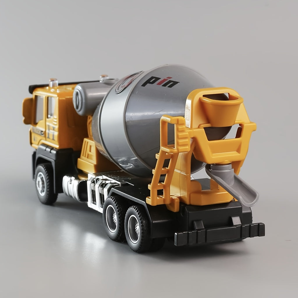 Alloy Construction Vehicles Set, Mini Size 5.8" Inertia Engineering Vehicles, Excavator Dump Truck Cement Mixer Crane, No Battery Needed, Ideal Gift for Christmas Halloween School Season