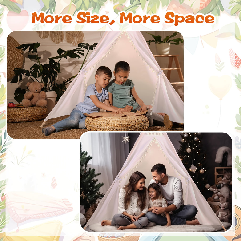 Teepee Tent, Indoor/Outdoor Play Tent Suitable for Nordic Conical Family Princess Small House, Washable Tent for Birthdays And Holidays, Christmas And Halloween (Without Padding)