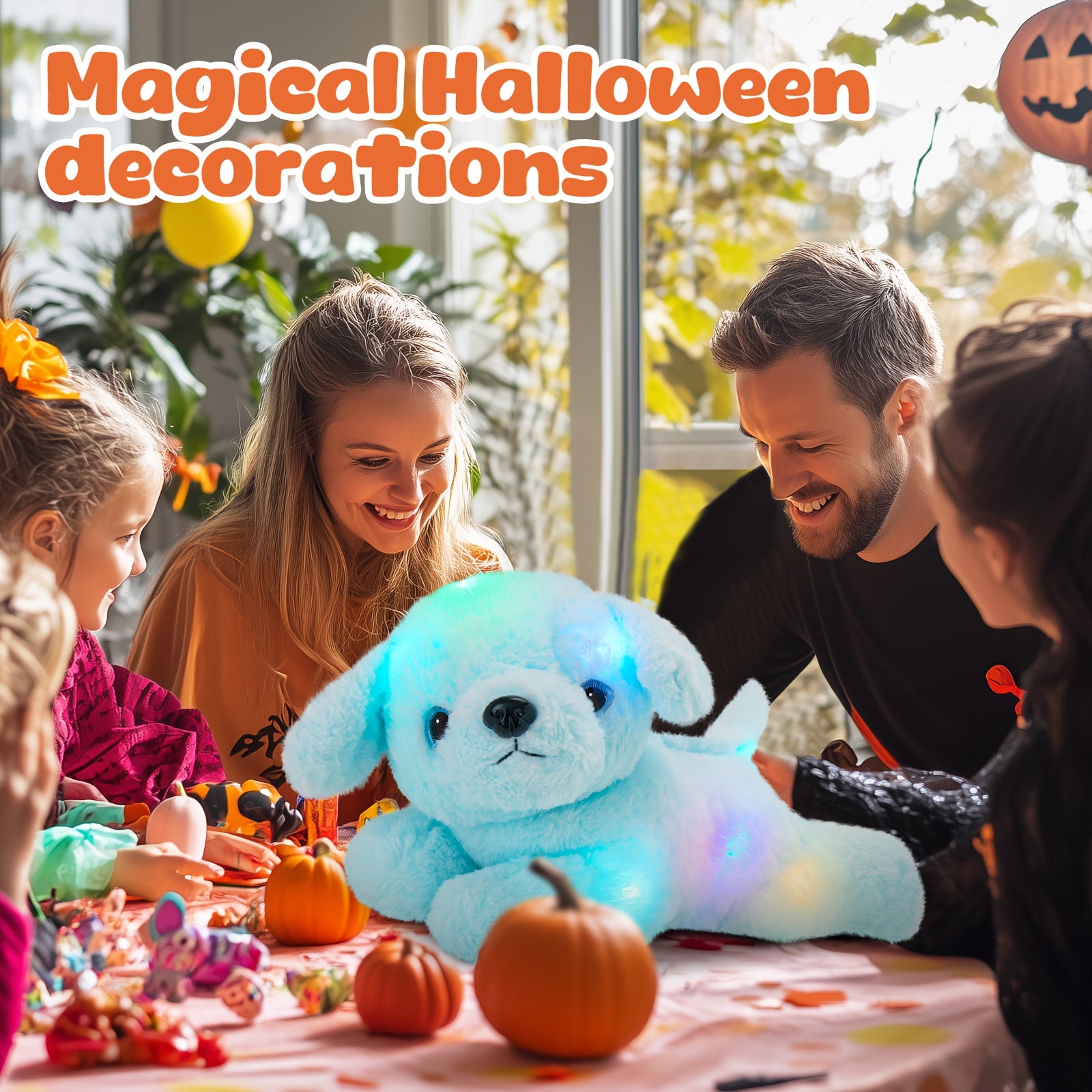 Glowing Music Blue Puppy Plush Toy, Cute And Soft Stuffed Animal Doll, Birthday Gifts, Halloween Christmas Gift, Children's Soft Plush Doll, Interior Decoration Ornament Plush Toy