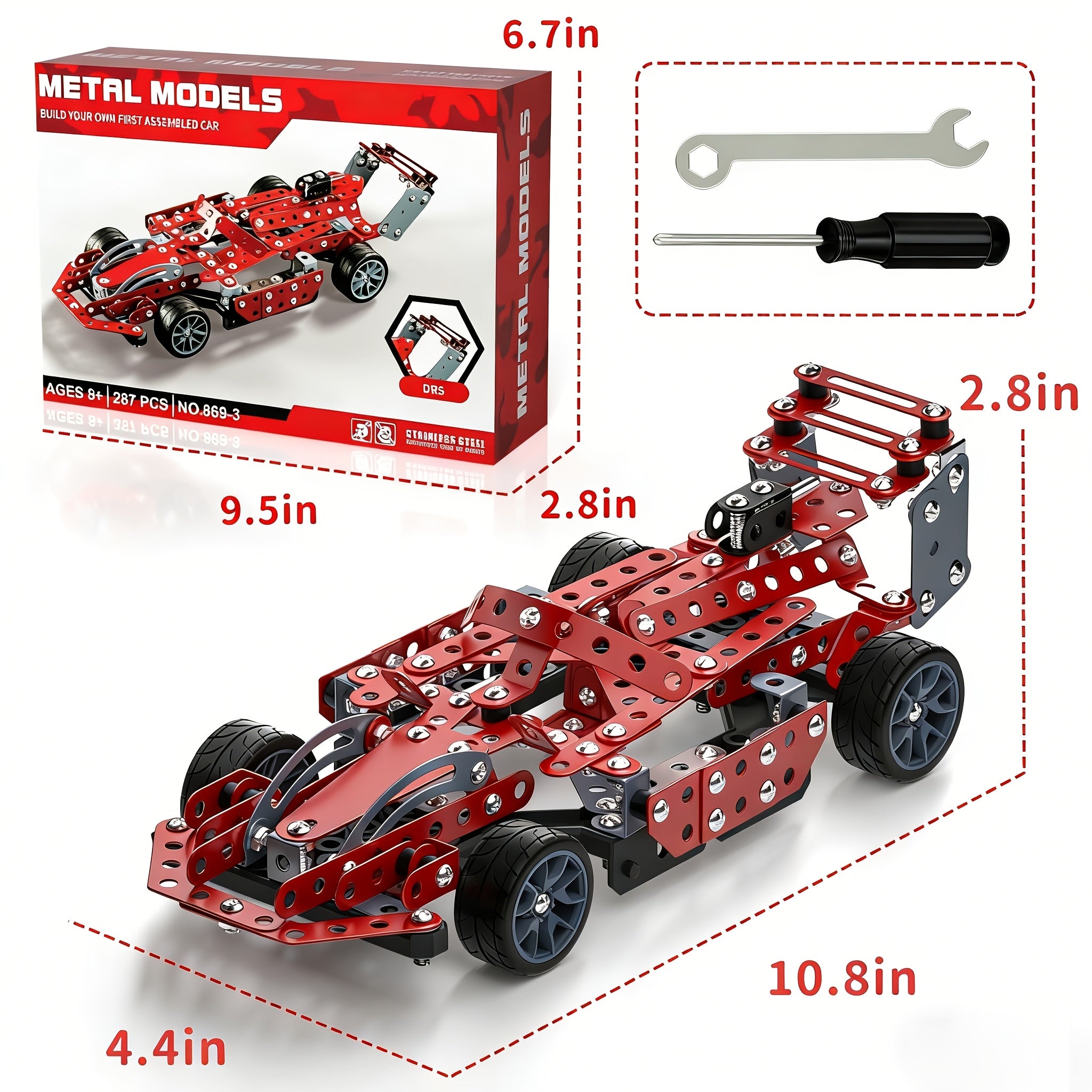 Building Kit Model Car Set - 283/ 287pcs STEM Project Toys for Kids, Assembly Building Vehicle for Boys Gift