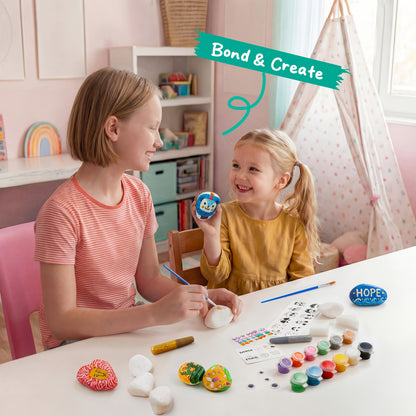 [Easter Christmas Birthday] 10pcs Rocks Painting Kit for Kids, Arts and Crafts for Girls & Boys Ages 6+, DIY Supplies for Painting Rocks, Easter Craft Kits Art Set, Children Birthday Christmas Presents, Family Indoor Activity