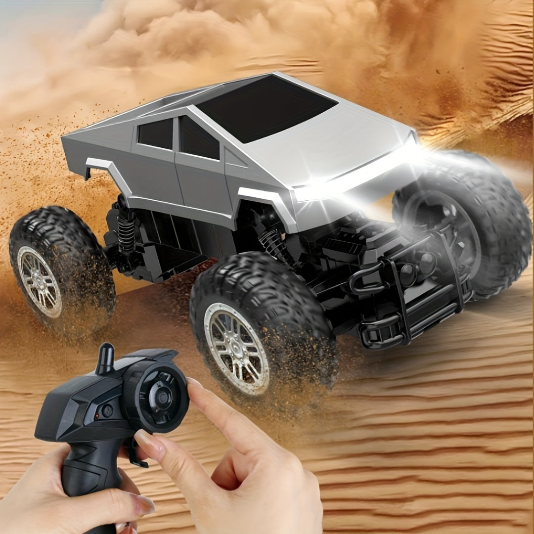 1:16 Ratio 2.4GHz Car, Four-wheel Drive Large-wheel Off-road Pickup, All-terrain Monster Truck, with LED Lights, 45 Degrees Climb, Children's Toy Car - Gift for Boys