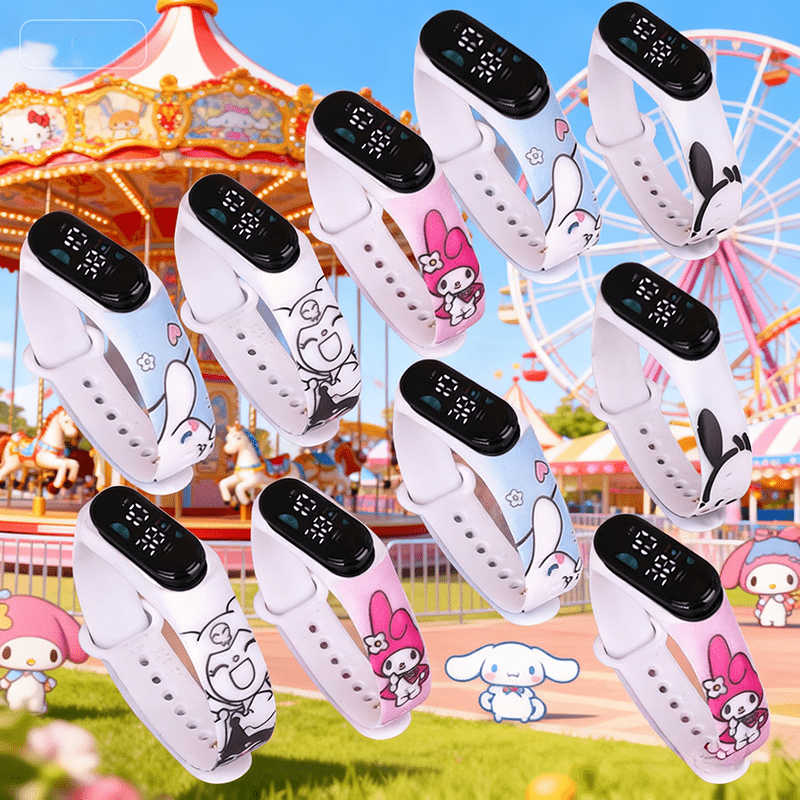 10pcs Sanrio Cartoon Anime Kawaii Kuromi Melody Electronic Sports Watch, Party Party Party Gift, Children's Gift, Festival Gift, Birthday Gift Suitable for Teachers, Prize Exchange Gift, 4 Color Mix and Match